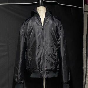 Guess Men's Sleek Black Bomber Jacket